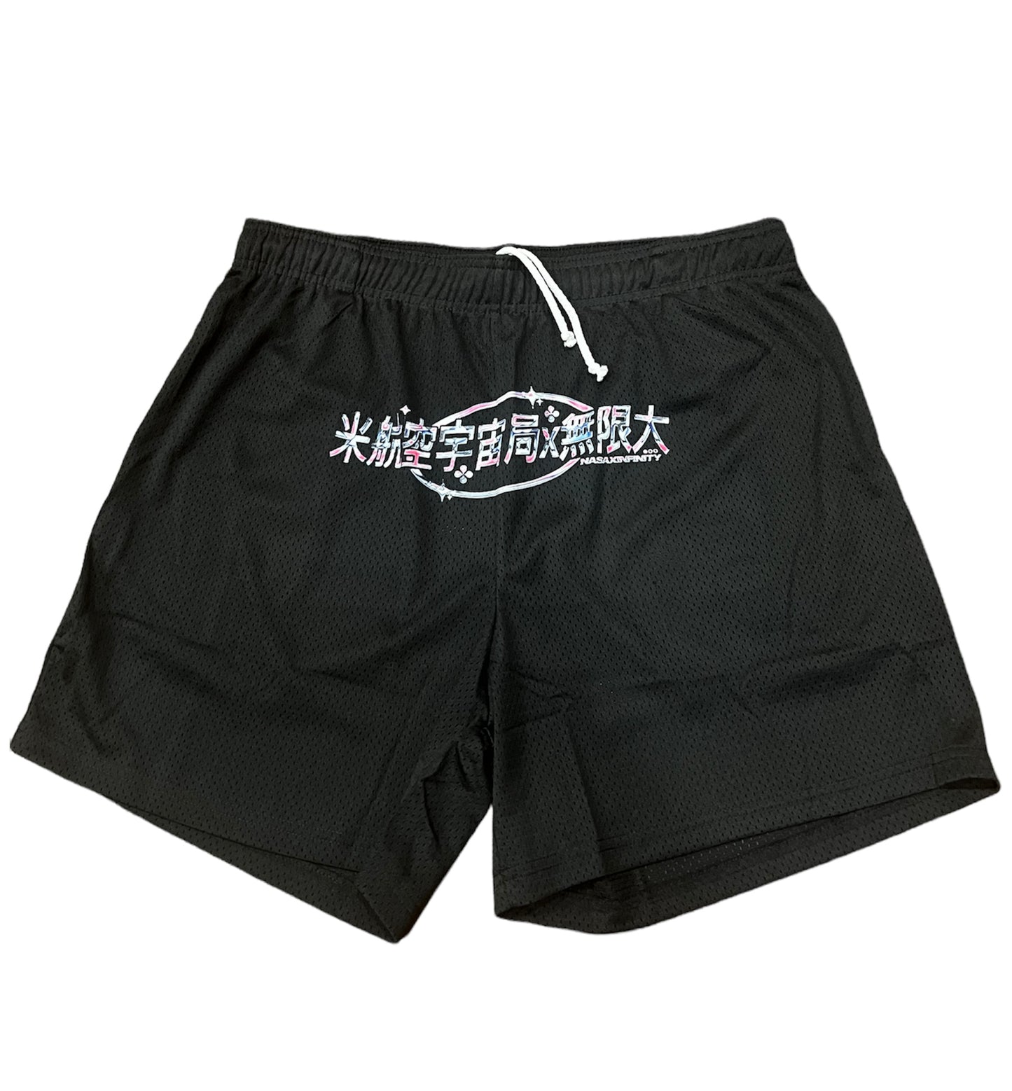 Nasaxinfinity Mesh shorts LARGE LOGO BLACK